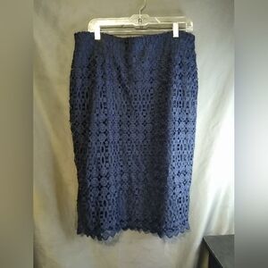 Lane Bryant Black Lace Cotton Blend Lined Skirt